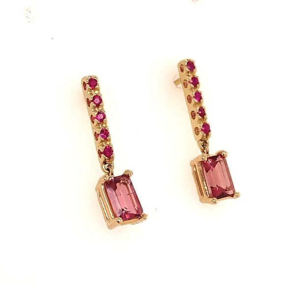 Rubellite Tourmaline Ruby Earrings 14k Gold 1.25 TCW Certified $3,950 018676 - Picture 6 of 13